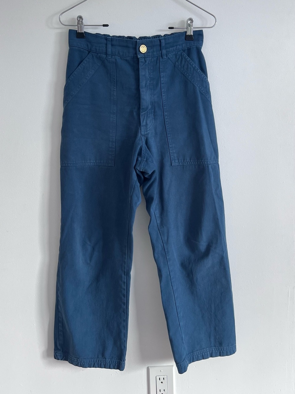 Big Bud Press Petite Work Pants S Blue High Rise Utility